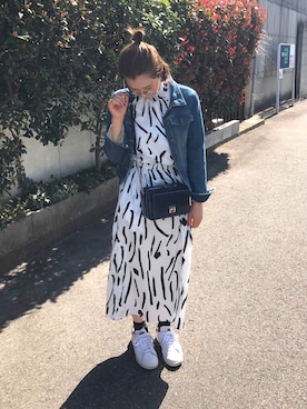 「Bou Jeloud（ブージュルード）のアイテム（デニムジャケット）」を使った、mayu ikedaさん（レディース・154cm）の春コーディネート