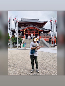 「plain-me（プレインミー）のアイテム（パンツ）」を使った、Harper さん（レディース・158cm）の夏コーディネート