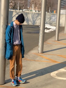 「シャツイン」｜「アイテム（ステンカラーコート）」を使った、Gilberさん（メンズ・178cm）の春コーディネート