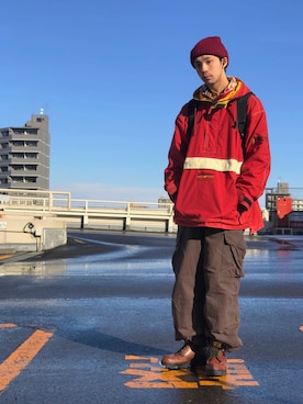 「だぼっとゆるっと。」｜「アイテム（ナイロンジャケット）」を使った、Gilberさん（メンズ・178cm）の冬コーディネート