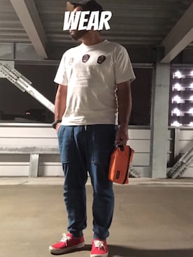 「Champion（チャンピオン）のアイテム（デニムパンツ）」を使った、musashi634さん（メンズ・172cm）の秋コーディネート