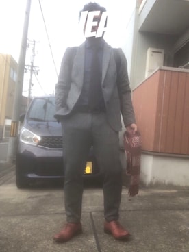 「ZARA MANのアイテム（セットアップ）」を使った、musashi634さん（メンズ・172cm）の冬コーディネート