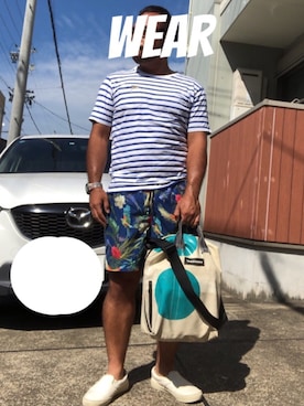 「BLUE BLUE（ブルーブルー）のアイテム（Tシャツ/カットソー）」を使った、musashi634さん（メンズ・172cm）の秋コーディネート