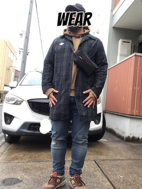 「DANTON（ダントン）のアイテム（ステンカラーコート）」を使った、musashi634さん（メンズ・172cm）の春コーディネート