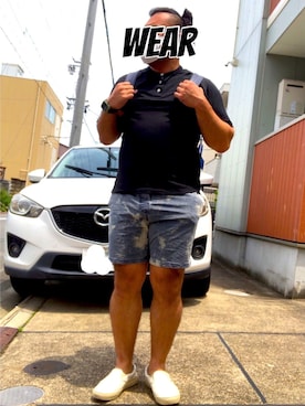 「DEUS EX MACHINA（デウスエクスマキナ）のアイテム（パンツ）」を使った、musashi634さん（メンズ・172cm）の夏コーディネート