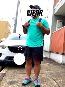 「patagonia（パタゴニア）のアイテム（キャップ、ブラック系）」を使った、musashi634さん（メンズ・172cm）の夏コーディネート