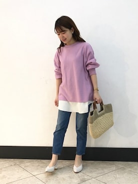 「cache cache（カシュ カシュ）のアイテム（かごバッグ）」を使った、natsuさん（レディース・156cm）の春コーディネート