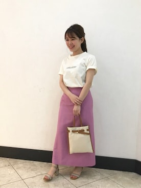 「アイテム（ショルダーバッグ、イエロー系）」を使った、natsuさん（レディース・156cm）の春コーディネート