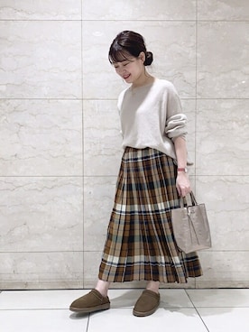 「ムートン」｜「アイテム（スリッポン）」を使った、natsuさん（レディース・156cm）の秋コーディネート