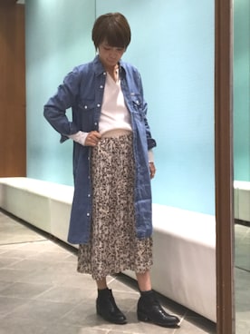「Green　Parks（グリーンパークス）のアイテム（シャツワンピース）」を使った、tomo☺︎さん（レディース・157cm）の冬コーディネート