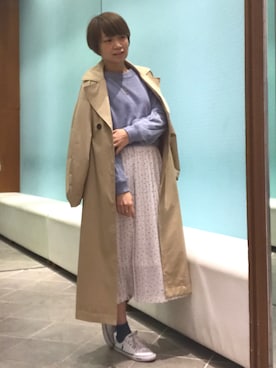 「Green　Parks（グリーンパークス）のアイテム（トレンチコート）」を使った、tomo☺︎さん（レディース・157cm）の冬コーディネート