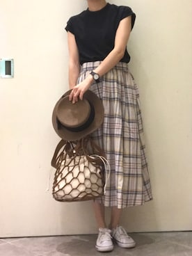 「POLO RALPH LAUREN（ポロ ラルフ ローレン）のアイテム（スニーカー）」を使った、tomo☺︎さん（レディース・157cm）の夏コーディネート