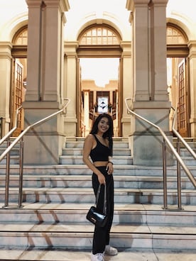 「Afends（アフェンズ）のアイテム（パンツ）」を使った、Yu Matsumotoさん（レディース・166cm）の春コーディネート