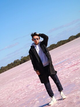 「STUSSY（ステューシー）のアイテム（その他アウター）」を使った、陈鹏来Henryさん（メンズ・173cm）の春コーディネート