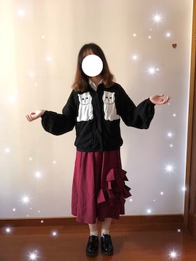 「merry jenny（メリージェニー）のアイテム（アンサンブル）」を使った、石纪原妍さん（レディース・165cm）の秋コーディネート