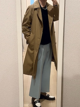 「70's」｜「アイテム（トレンチコート）」を使った、Don'tFollowMeさん（メンズ・165cm）の冬コーディネート