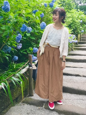 「YECCA VECCA（イェッカヴェッカ）のアイテム（ブルゾン）」を使った、mutsumiさん（レディース・165cm）の夏コーディネート