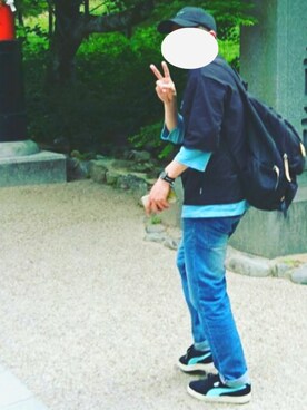 「＃デニム」｜「アイテム（帽子）」を使った、かしすさん（メンズ・170cm）の春コーディネート