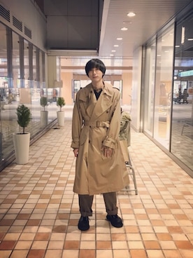 「yoke」｜「アイテム（トレンチコート）」を使った、AYUMIさん（メンズ・180cm）の冬コーディネート