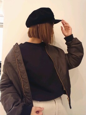 「Simplicite（サンプリシテ）のアイテム（スウェット）」を使った、saachanさん（レディース・158cm）の冬コーディネート