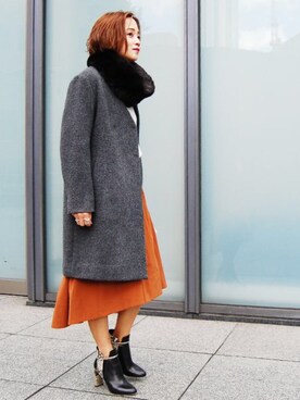 「gray」｜「アイテム（その他アウター）」を使った、Noripiさん（レディース・157cm）の春コーディネート