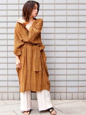 「Johnbull Private labo（ジョンブルプライベートラボ）のアイテム（スラックス）」を使った、Noripiさん（レディース・157cm）の夏コーディネート