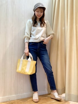 「DRESKIP（ドレスキップ）のアイテム（キャスケット）」を使った、reinaさん（レディース・156cm）の春コーディネート