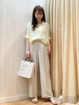 「イエローシャツ」｜「アイテム（パンツ）」を使った、reinaさん（レディース・156cm）の春コーディネート