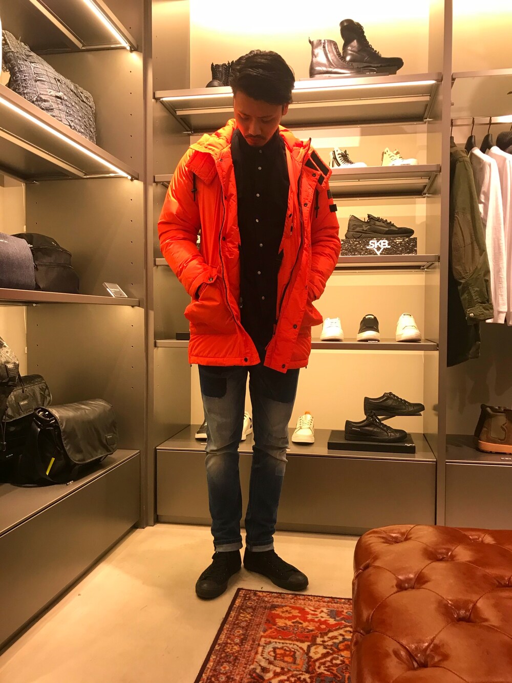 DIESEL フード付きオレンジダウンジャケット DIESEL フード付きオレンジダウンジャケット
