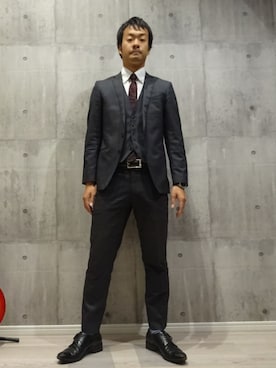 「スーツコーデ」｜zakkizakkiさん（メンズ・174cm）の秋コーディネート