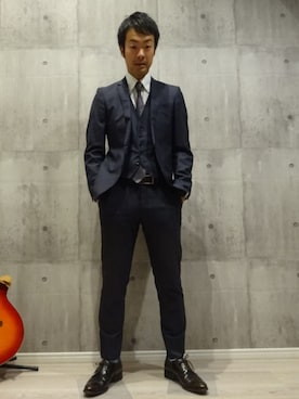 「スーツコーデ」｜zakkizakkiさん（メンズ・174cm）の秋コーディネート