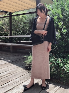 「ニットキャミソール」｜「アイテム（デニムジャケット）」を使った、yu--kaさん（レディース・166cm）の夏コーディネート