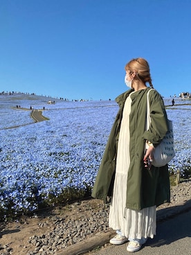 「夏」｜「アイテム（モッズコート）」を使った、じうさん（レディース・158cm）の春コーディネート