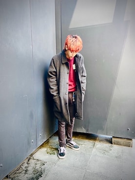 「アイテム（ステンカラーコート）」を使った、Akiraさん（メンズ・175cm・20代）の冬コーディネート