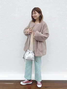 「DISCOAT（ディスコート）のアイテム（ノーカラージャケット）」を使った、akariさん（レディース・167cm）の秋コーディネート