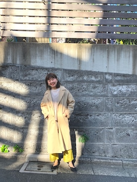 「サテンパンツ」｜「アイテム（トレンチコート）」を使った、akariさん（レディース・167cm）の春コーディネート