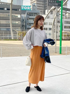 「袖ボリューム」｜「アイテム（デニムジャケット）」を使った、akariさん（レディース・167cm）の冬コーディネート