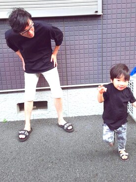 「H&M（エイチ・アンド・エム）のアイテム（その他パンツ、その他）」を使った、過ぎた煮さん（キッズ・100cm）の春コーディネート