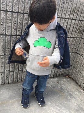 「ハロウィン」｜「アイテム（デニムジャケット）」を使った、過ぎた煮さん（キッズ・100cm）の秋コーディネート