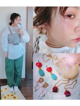 「バレンタインデートスタイル」｜「アイテム（パンツ）」を使った、ぴよこさん（レディース・154cm）の冬コーディネート
