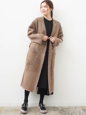 「アイテム（ムートンコート）」を使った、HERENCIA_SNAP さん（レディース・158cm）の秋コーディネート