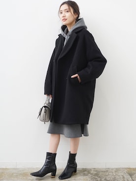 「アイテム（チェスターコート）」を使った、HERENCIA_SNAP さん（レディース・160cm）の冬コーディネート