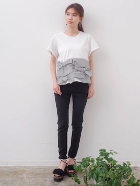 「ボーダーTシャツ」｜HERENCIA_SNAP さん（レディース・160cm）の春コーディネート