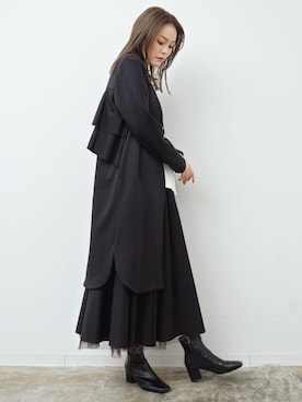 HERENCIAのノーカラーコートを使った人気ファッションコーディネート 