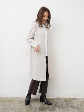 「アイテム（ノーカラーコート）」を使った、HERENCIA_SNAP さん（レディース・167cm）の冬コーディネート