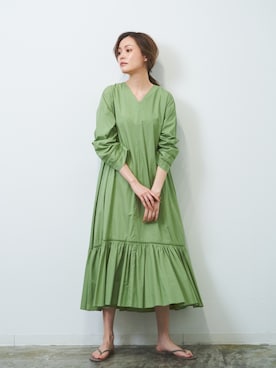「アイテム（ワンピース/ドレス、グリーン系）」を使った、HERENCIA_SNAP さん（レディース・165cm）の夏コーディネート