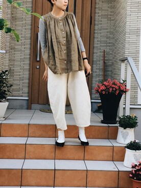 「prit（プリット）のアイテム（パンツ）」を使った、rieさん（レディース・160cm）の夏コーディネート