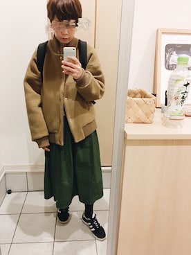 「markaware（マーカウェア）のアイテム（ブルゾン）」を使った、rieさん（レディース・160cm）の冬コーディネート
