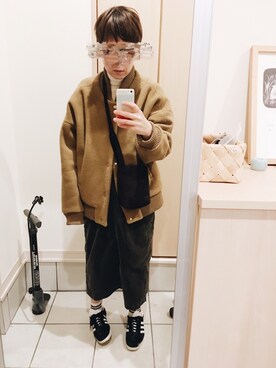 「FORK&SPOON（フォークアンドスプーン）のアイテム（オールインワン・サロペット）」を使った、rieさん（レディース・160cm）の冬コーディネート