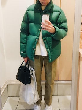 「THE SHINZONE（ザ　シンゾーン）のハイウエストチノパンツ（チノパンツ）」を使った、rieさん（レディース・160cm）の冬コーディネート